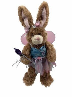 Build-A-Bear Fuzzy Brown Bunny Rabbit Fairy w/Pink Wings Animal Easter Plush